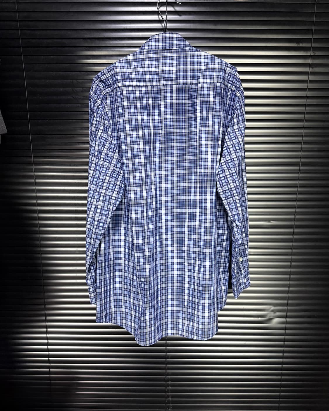 입생로랑 블루 파랑 하늘색 네이비 남색 체크 셔츠 100 L 명품 빈티지 상품이미지5