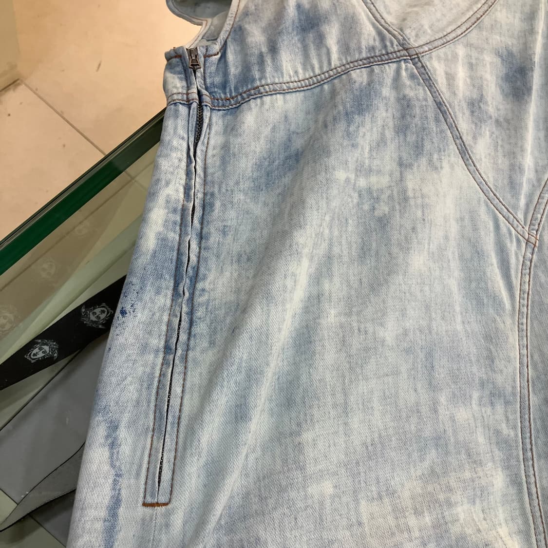 Diesel 디젤 아카이브 블리치 가공 워싱 데님 원피스 XS 상품이미지5