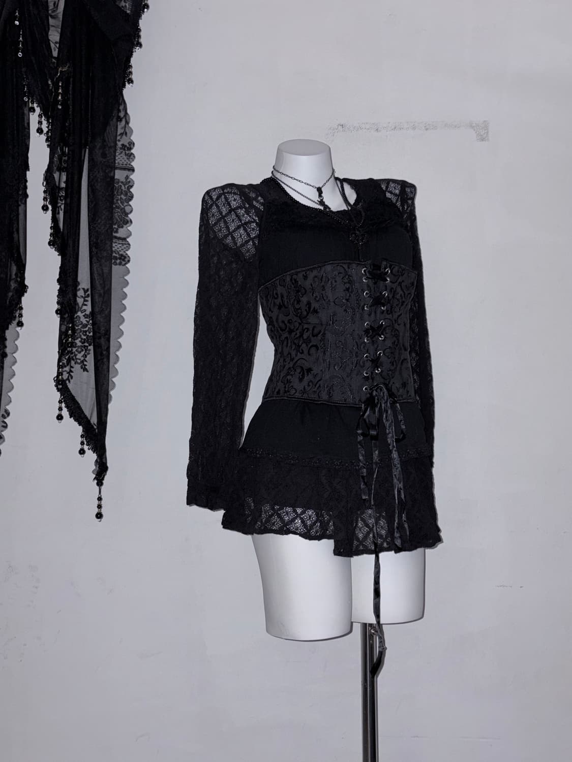 고딕앤젤세트 고스 다크페어리 3pcs 레이스, 볼레로, 코르셋 상품이미지4