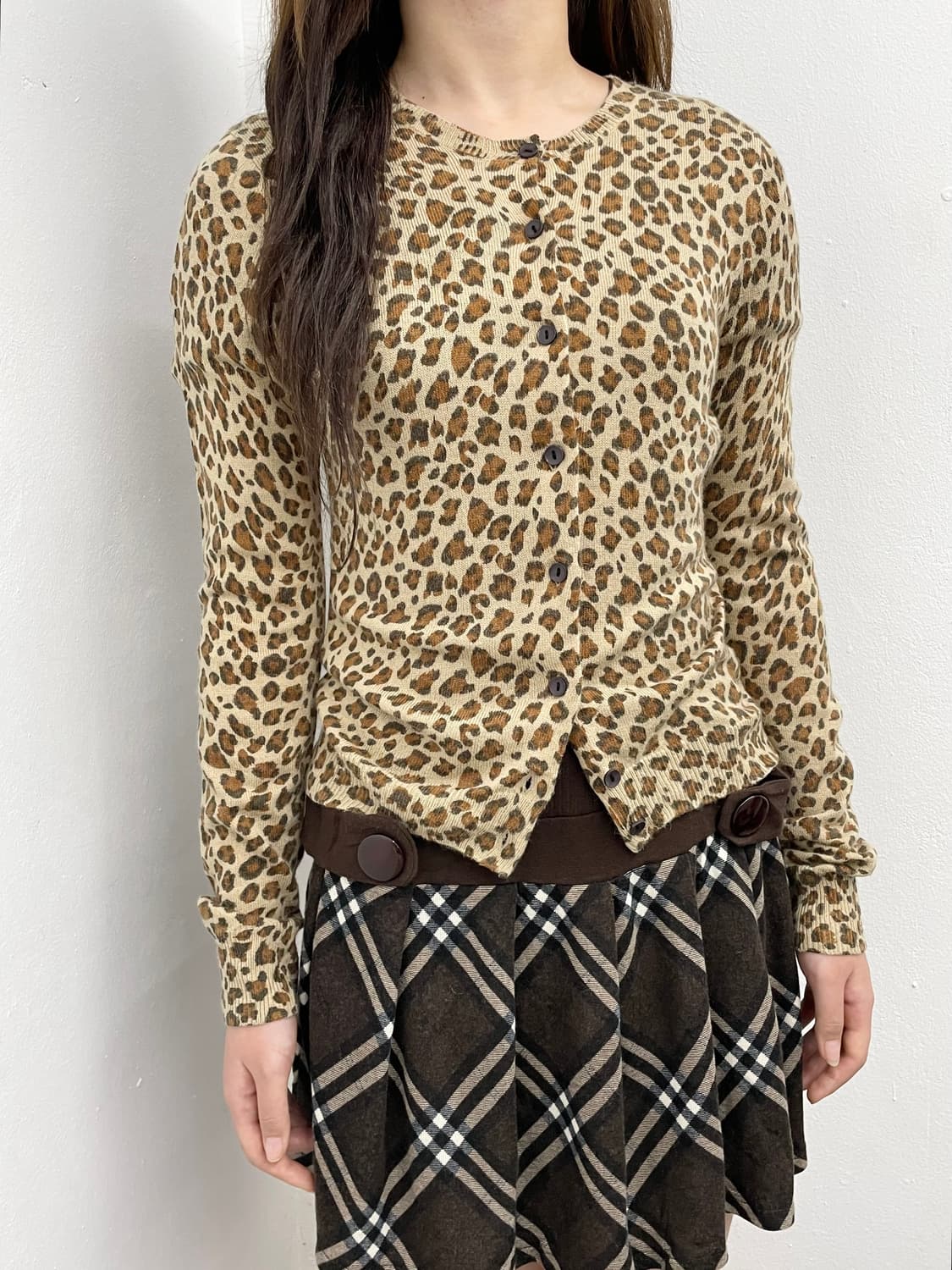 갸루 호피 버튼 가디건 상품이미지5