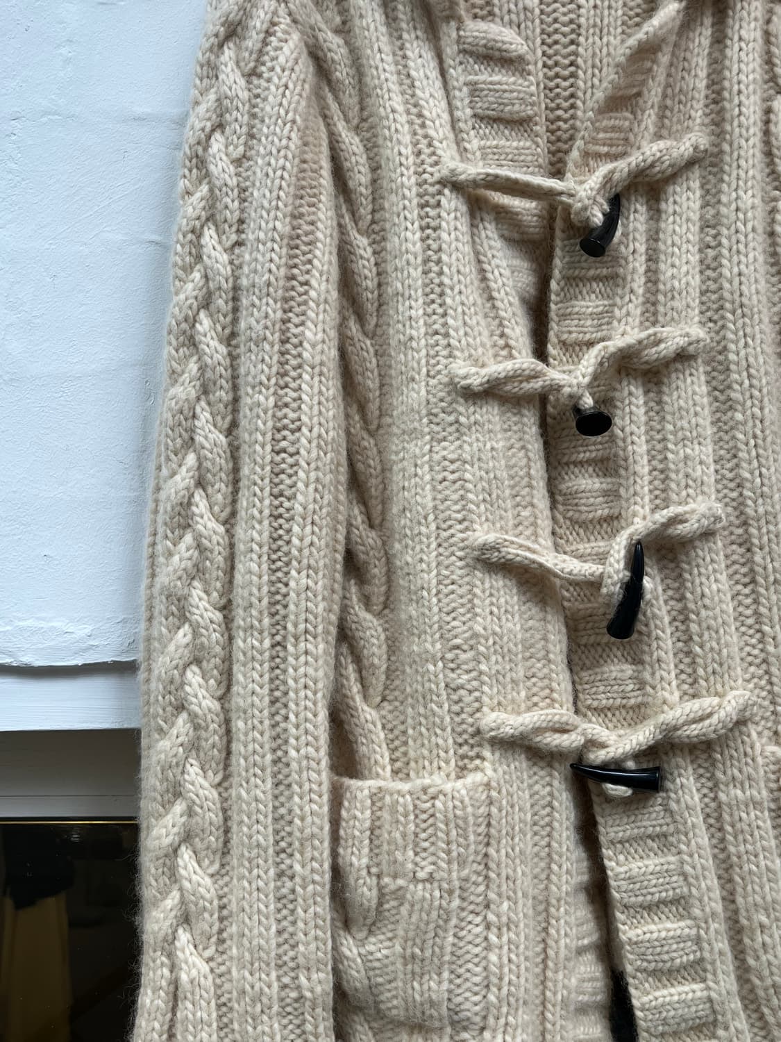 Husky 케이블 니트 후드 더플 가디건 M~L 상품이미지3