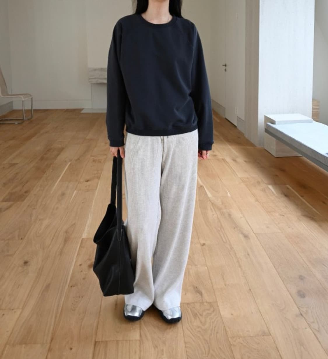 와플와이드팬츠 블랙 상품이미지6