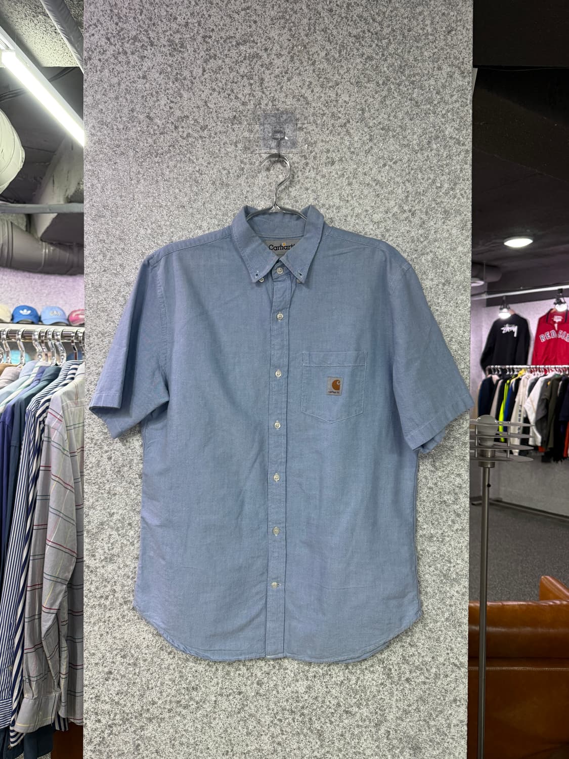 칼하트 버튼다운 샴브레이 반팔 워크셔츠 B4697 상품이미지2