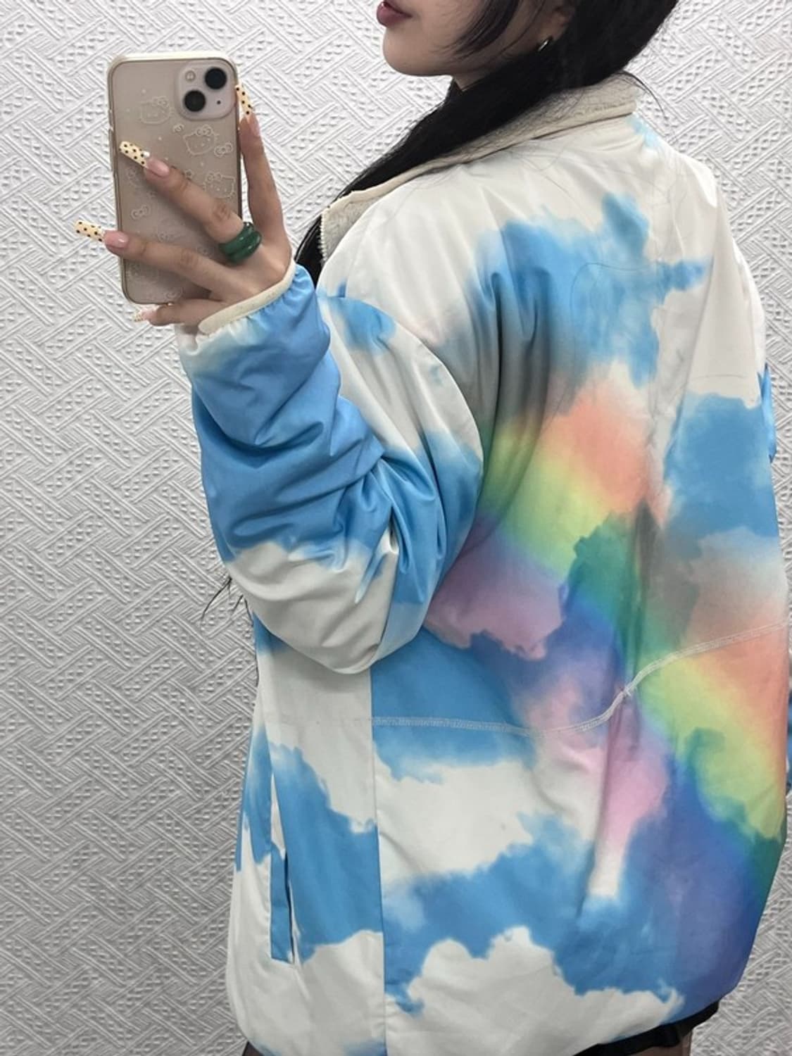 널디 스트릿 키치 레인보우 스카이 리버시블 후리스 자켓 L C09619 상품이미지2