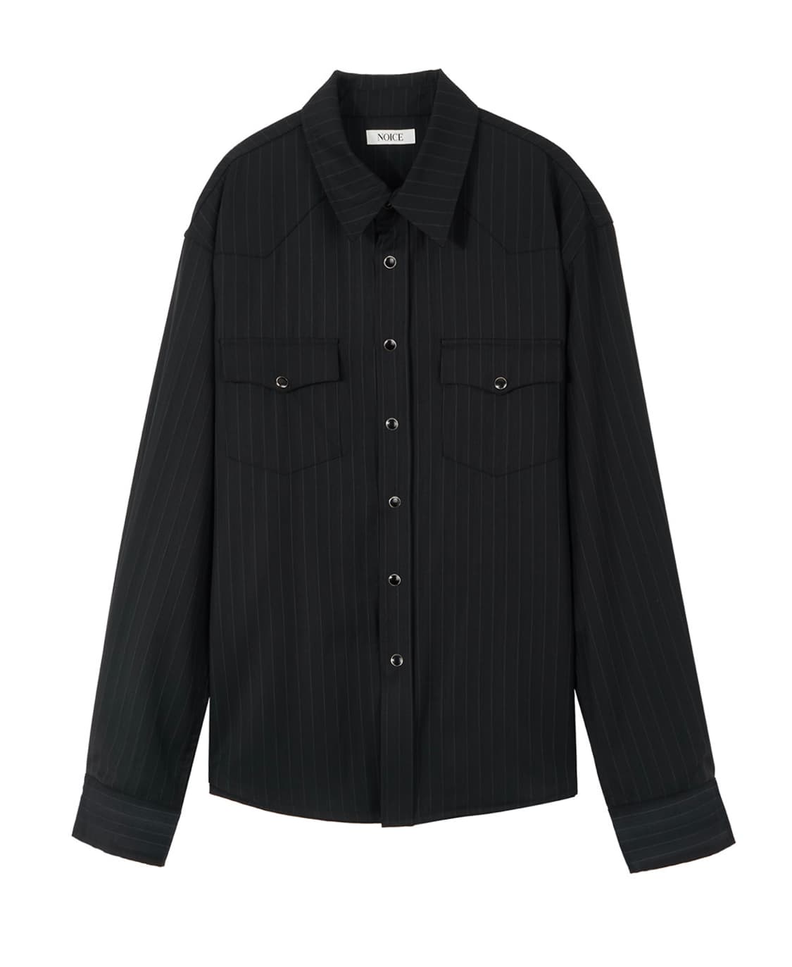노이스 울 스트라이프 웨스턴 셔츠 블랙 M 상품이미지1
