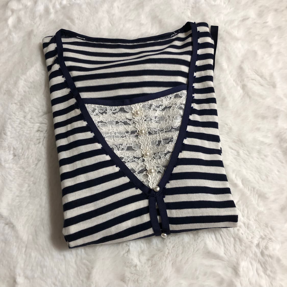 스트라이프 레이스 로걀탑 빈티지 공겜여주 고딕 무채색 로맨틱 갸루 상품이미지2