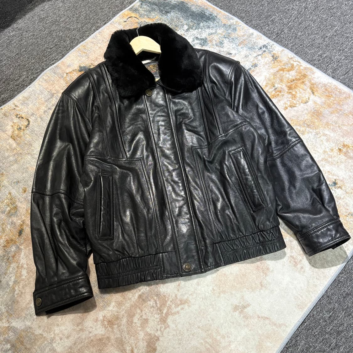 빈티지 양가죽 레더 무스탕자켓 상품이미지1