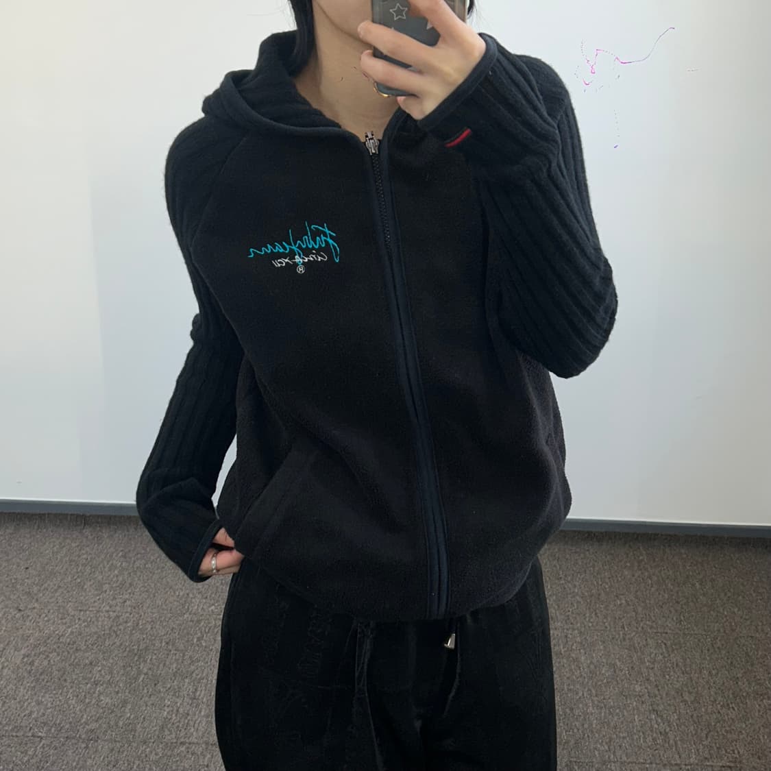 FUBU 후부 백포인트 니트슬리브 후리스 후드집업 상품이미지1