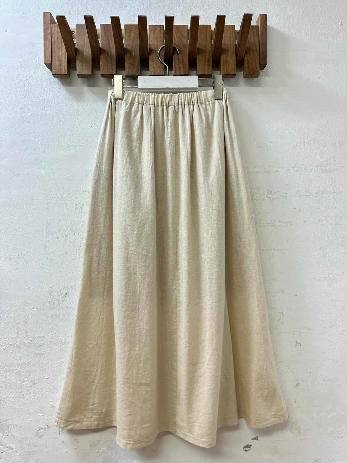 일본빈티지 린넨 혼방 플레어 밴딩 롱 스커트 상품이미지6