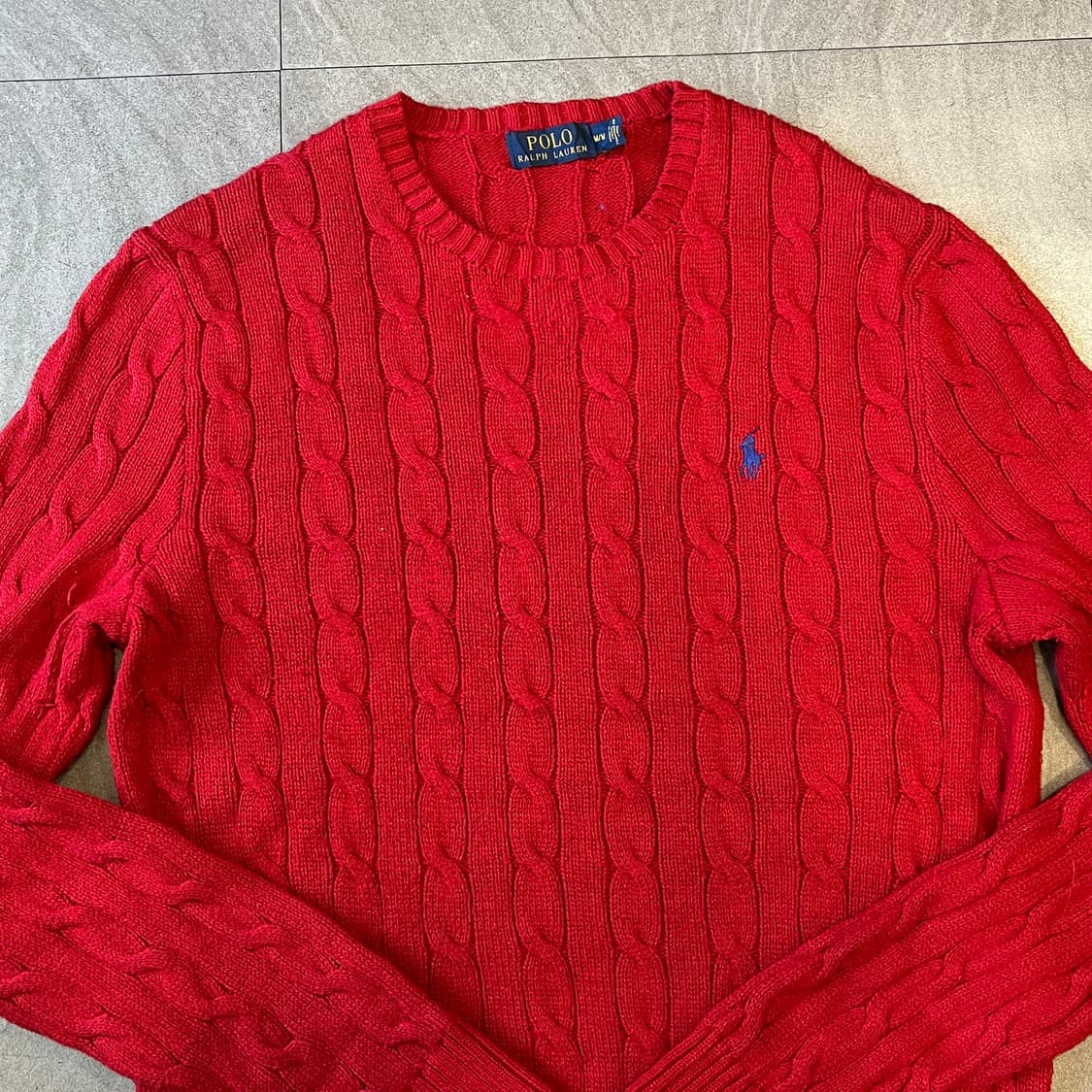 폴로 정품 최신라벨 레드 케이블 니트 상품이미지3