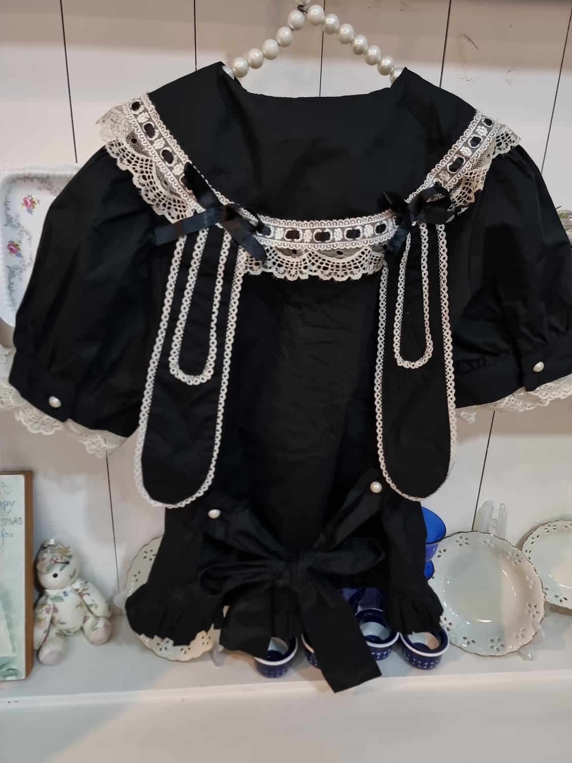 블랙 레이스 카라 블라우스 상품이미지3