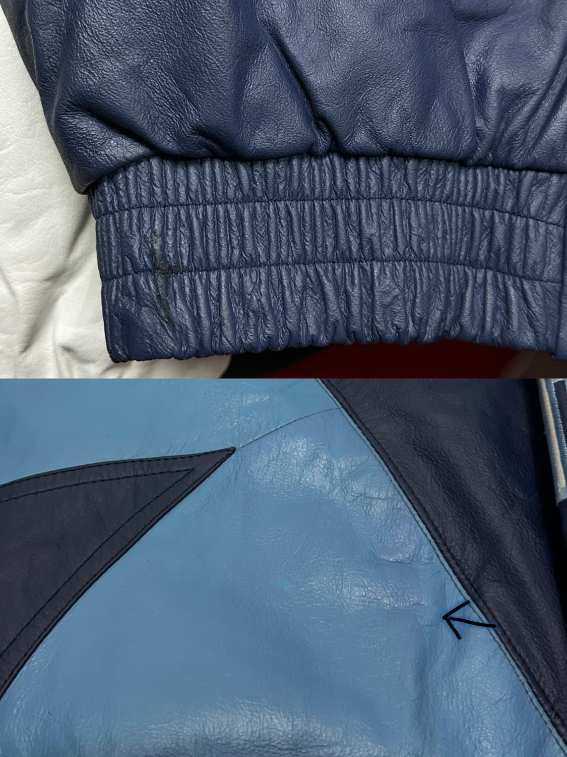 Logo Athletic 90s shark tooth 가죽 바시티자켓 상품이미지7