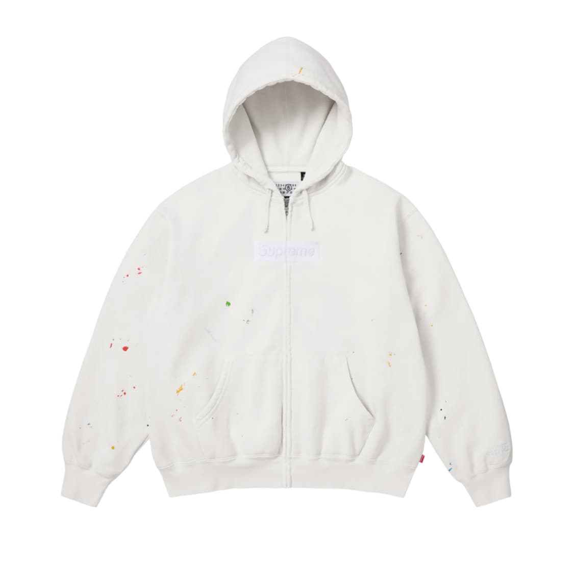 슈프림 x MM6 메종 마르지엘라 박스로고 후드 집업 화이트 상품이미지1