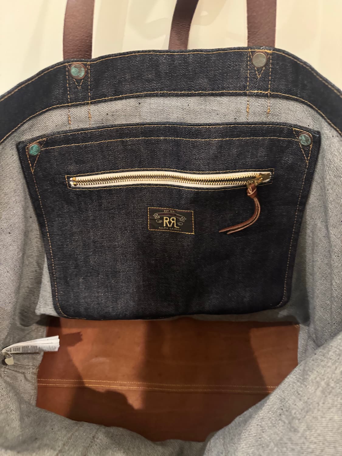 RRL 데님 가죽 토트백 상품이미지2