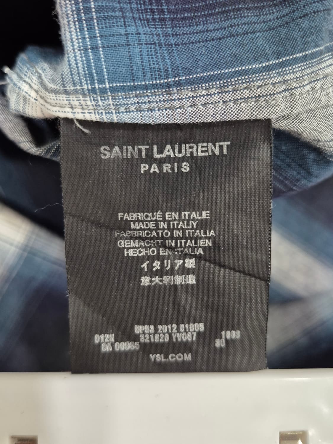 생로랑 14시즌 블루/블랙 타탄 체크 셔츠 남성 100~105사이즈 상품이미지6