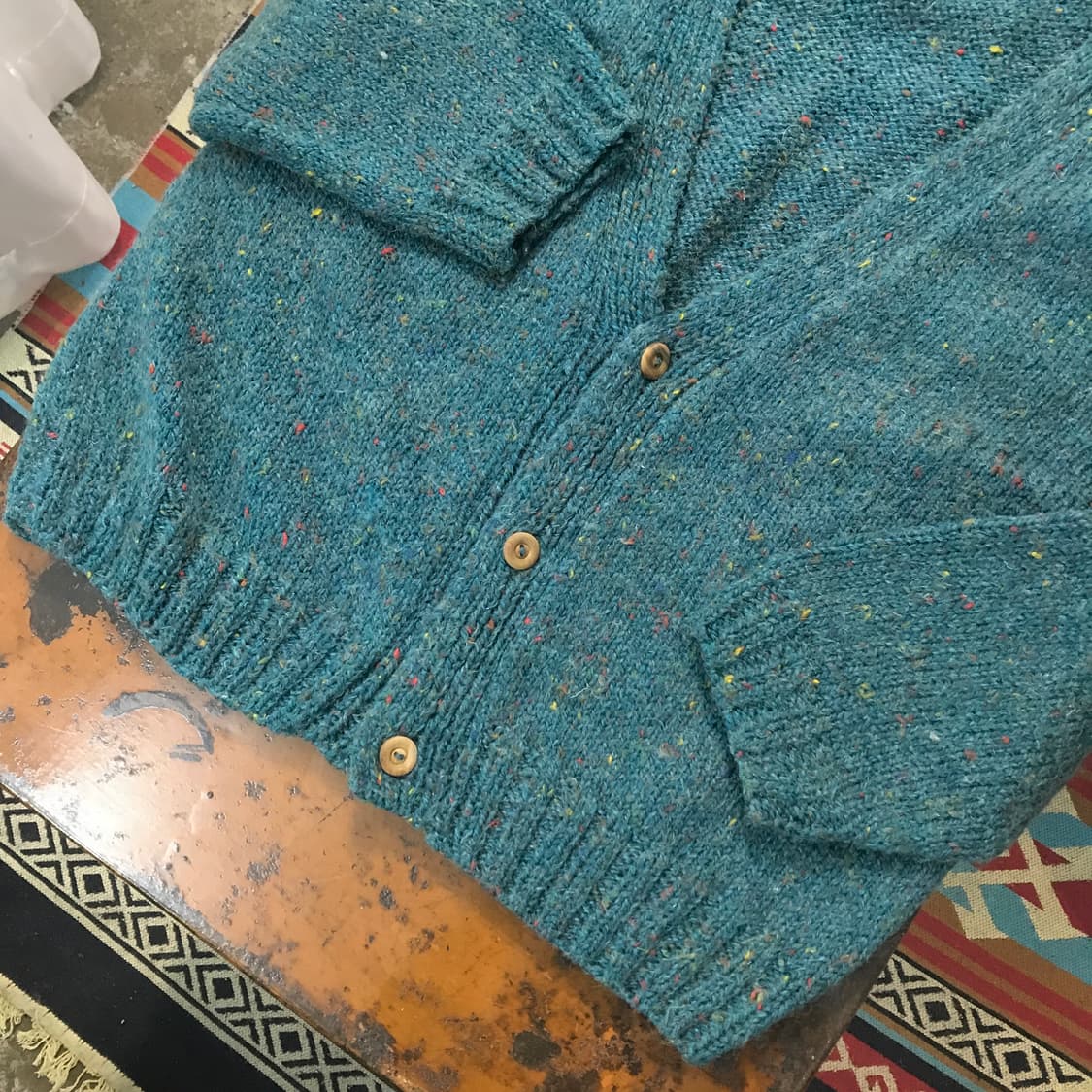 VTG 빈티지 청록 보카시 울 가디건 남성 110 여성 오버핏 상품이미지4