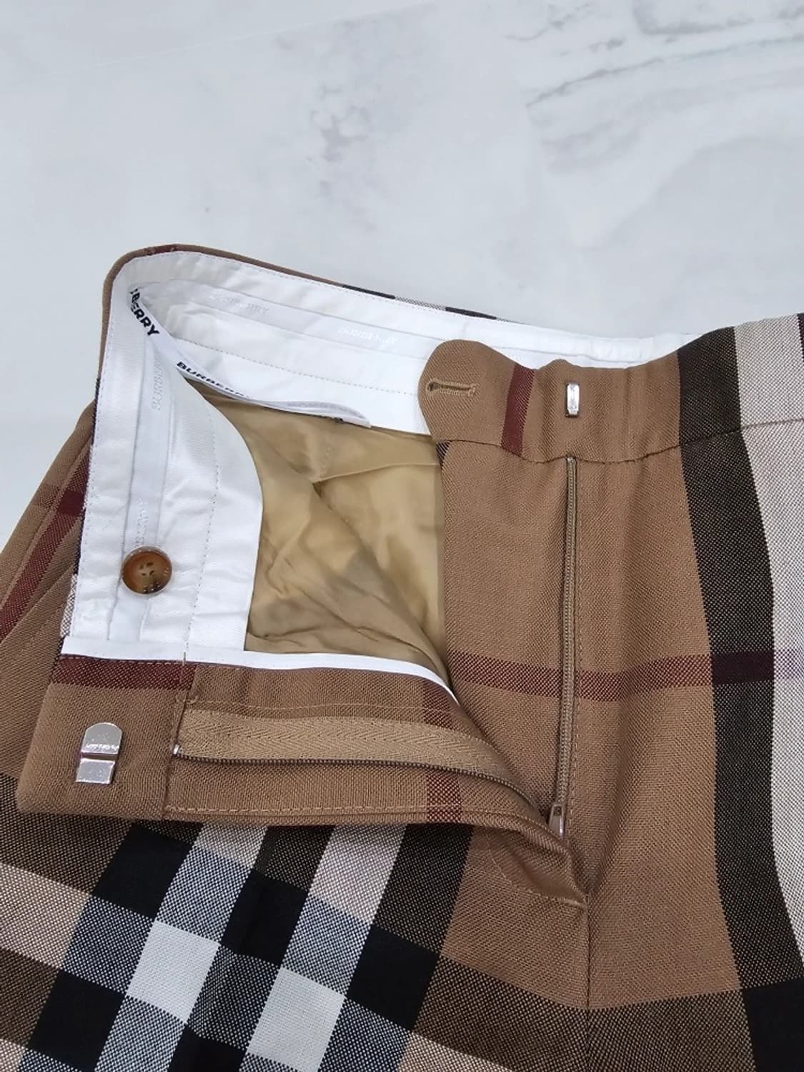 정품 Burberry 버버리 체크 울 팬츠 여성 34 상품이미지6