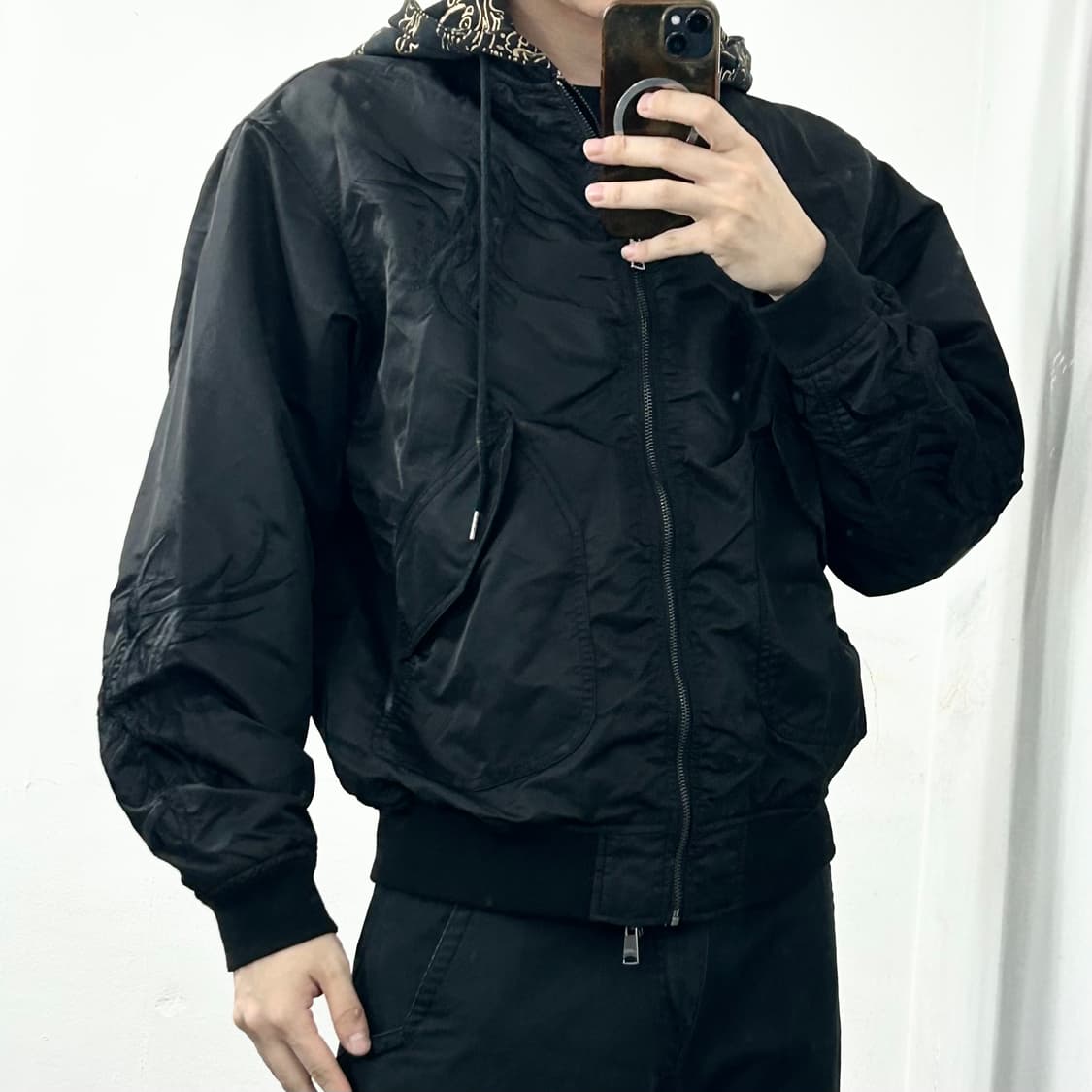 에비수 레이어드 플레임 후드 봄버 자켓 상품이미지2