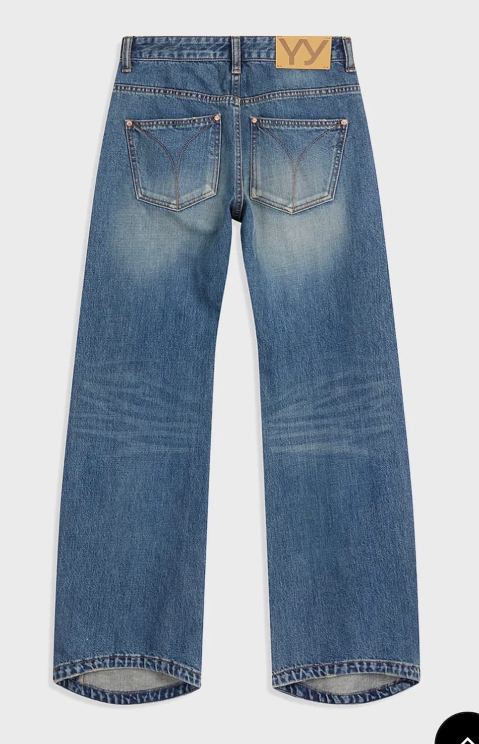 Open yy Curved Jeans (Dark blue) 상품이미지3