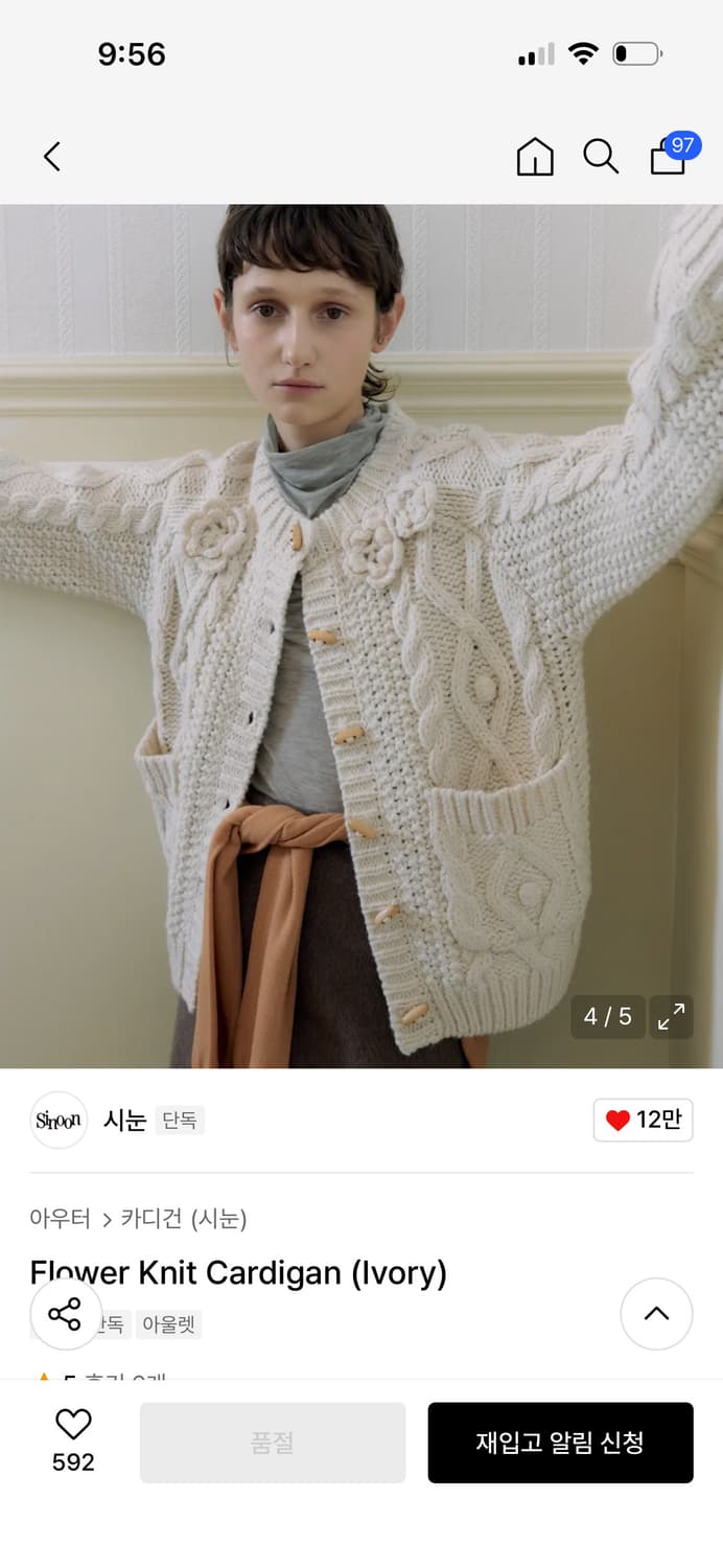 시눈 Flower Knit Cardigan (Ivory) 상품이미지3