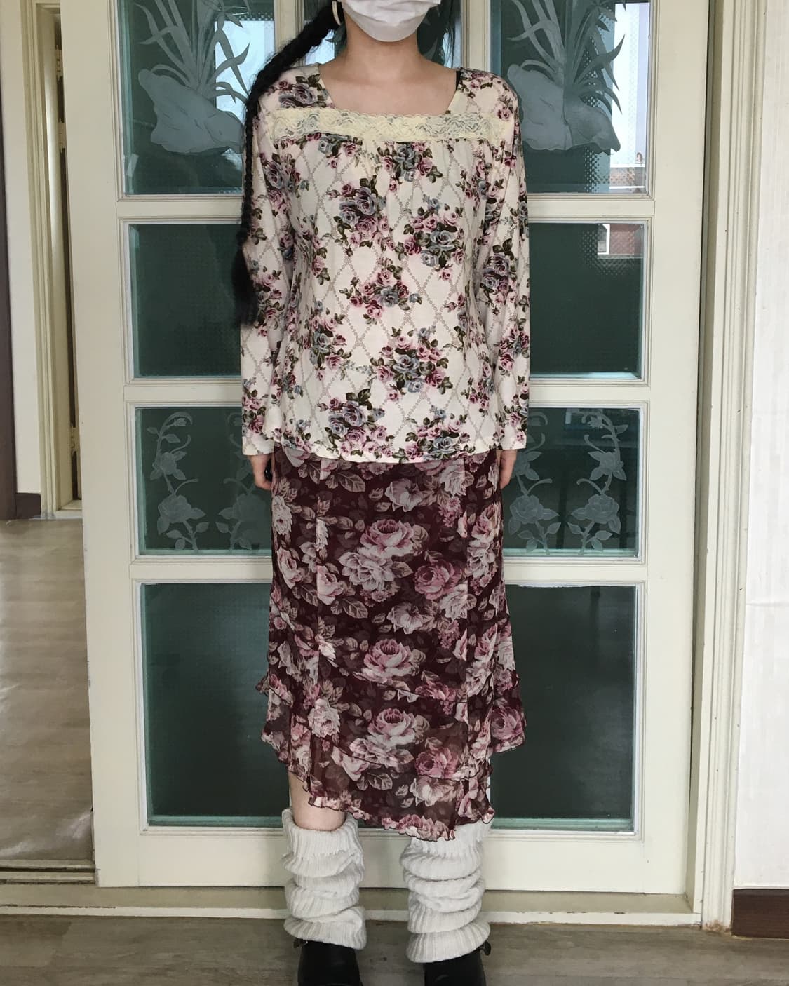 Flower pattern unbalanced skirt 상품이미지4