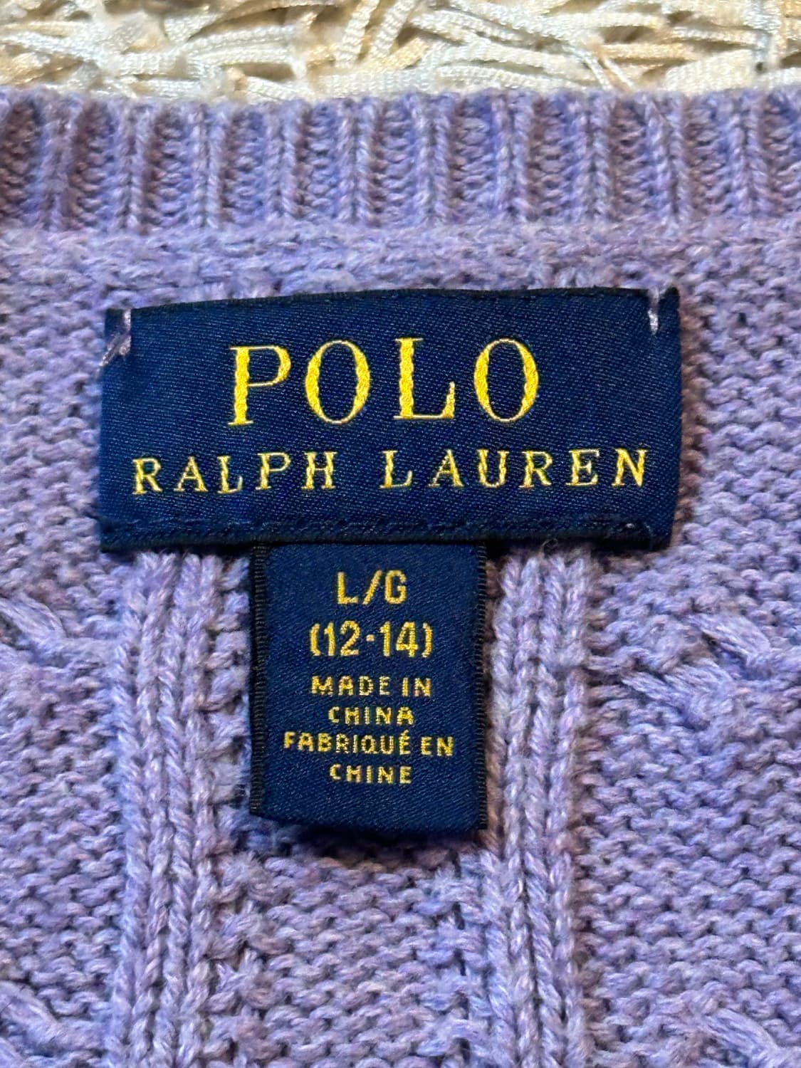폴로 랄프로렌 걸즈 케이블 코튼 페플럼 가디건 라벤더 상품이미지5
