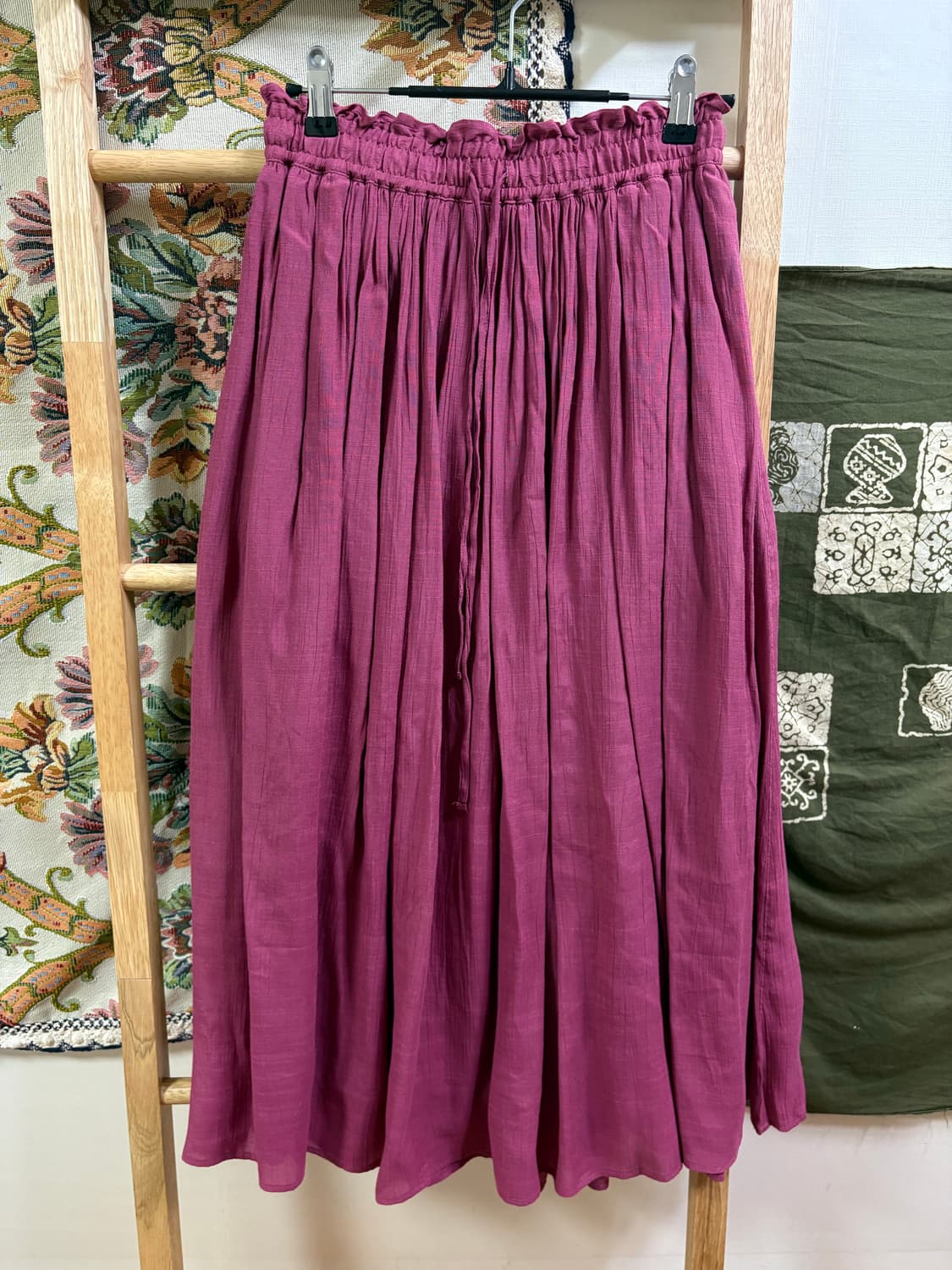 히피 모리 에스닉 딥 핑크 롱 스커트 상품이미지1