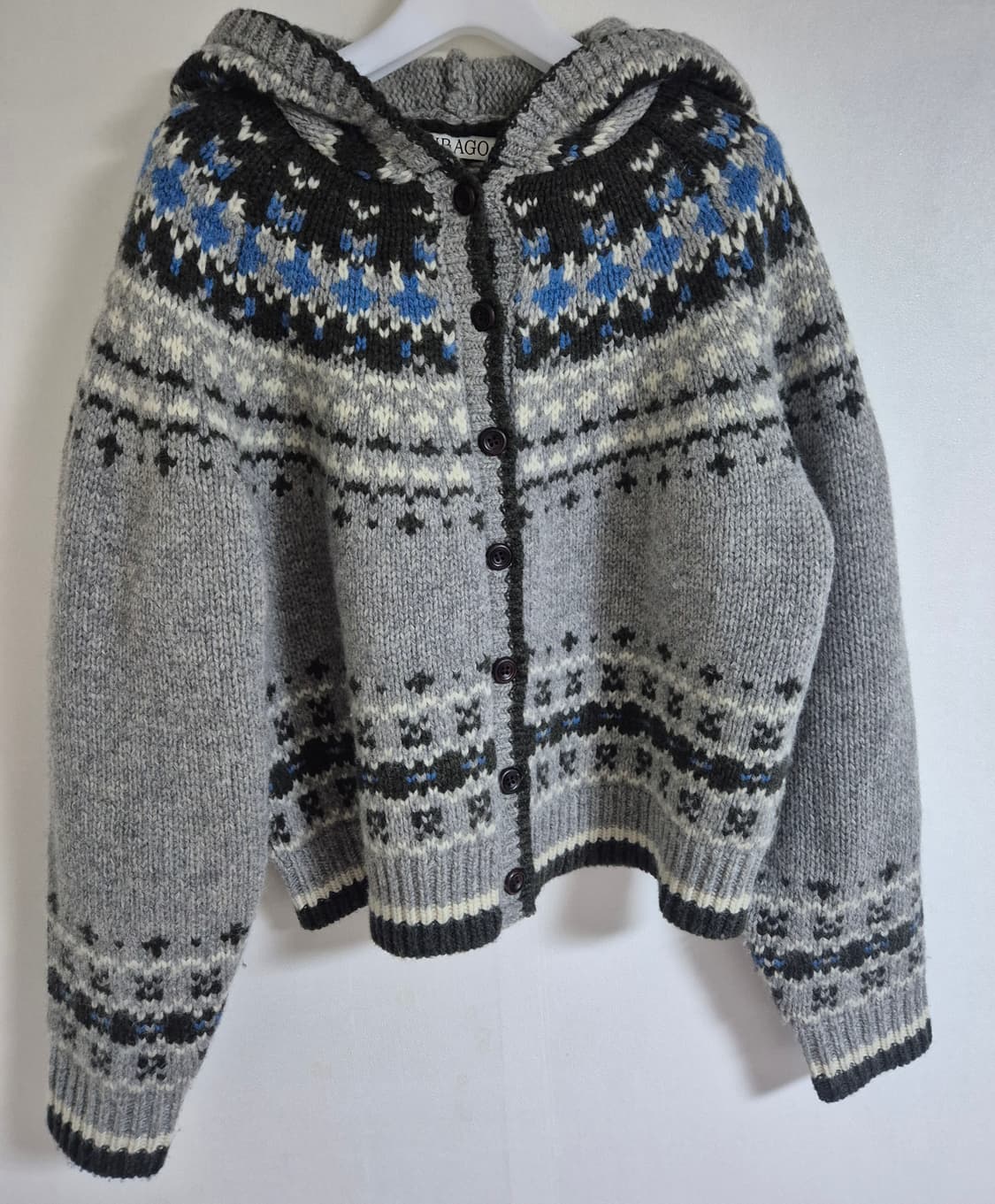 유라고 자카드 후드 가디건 (그레이) 상품이미지3