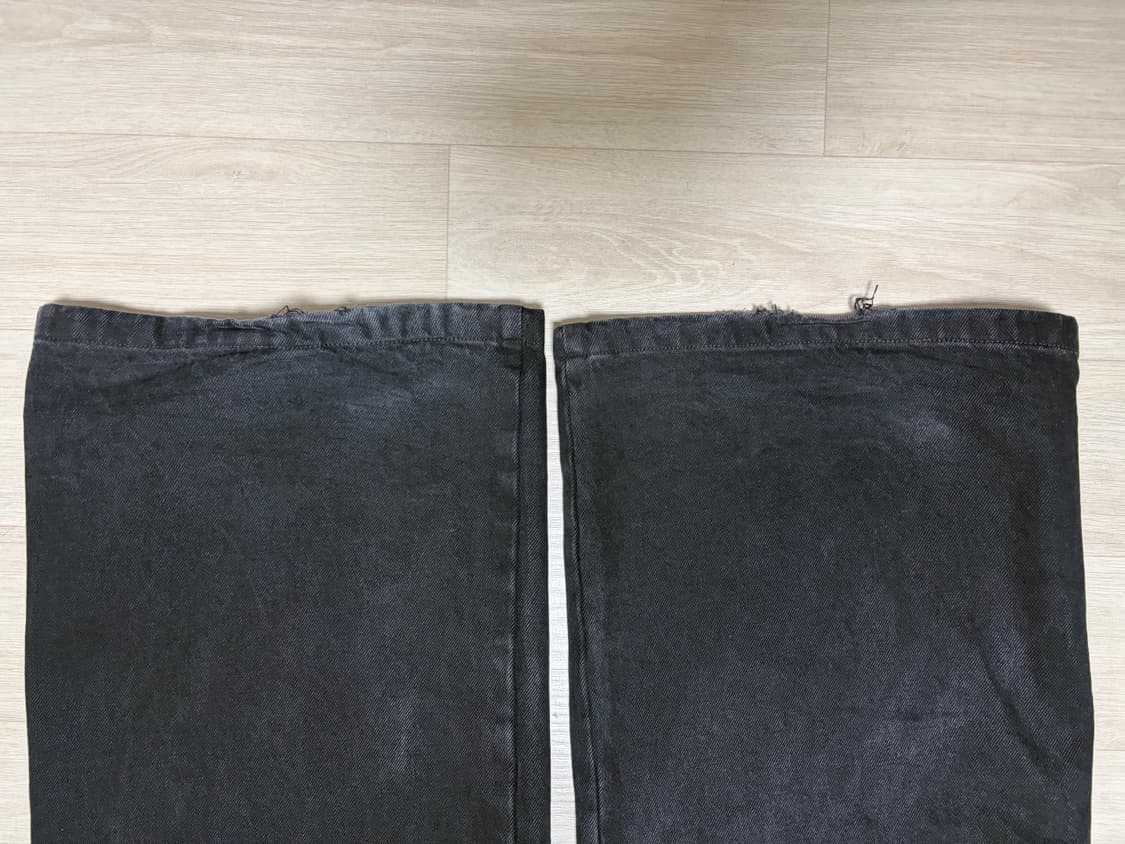 [2] 폴리테루 1011 패치드 보로 더블니 팬츠 워시드 블랙 상품이미지3