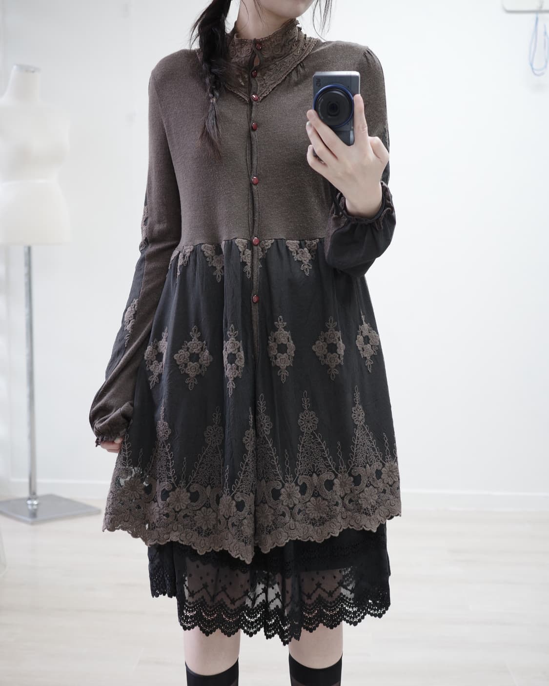 Antique brown lace one-piece 상품이미지6