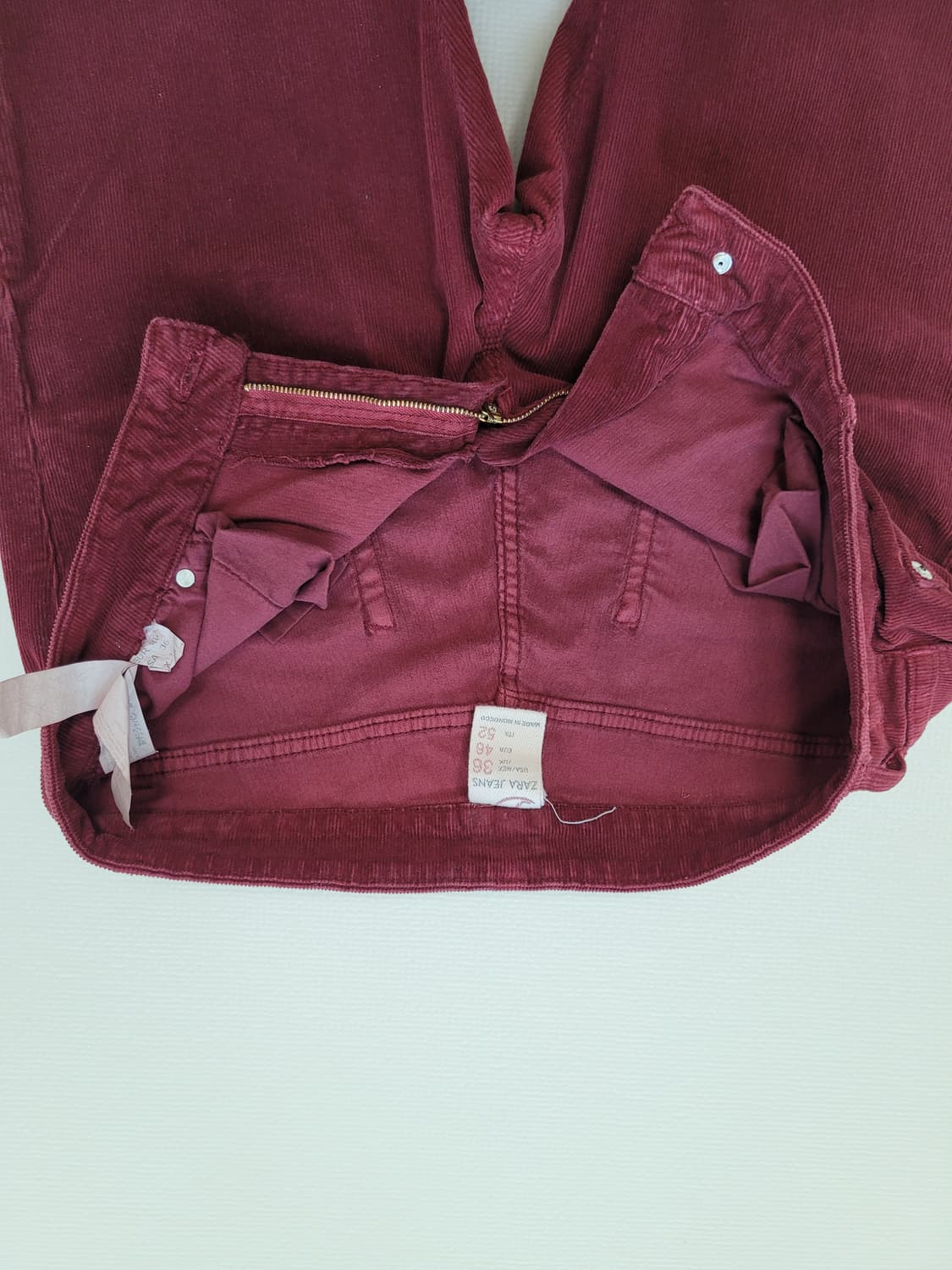 자라 ZARA 남자 코듀로이 바지 33 버건디 상품이미지5