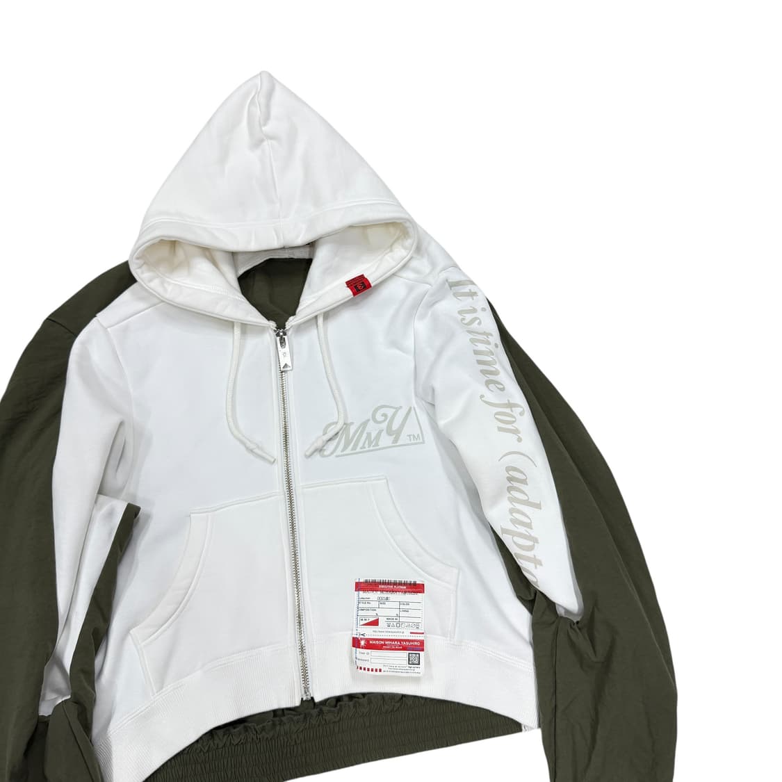 미하라야스히로 후드집업 자켓 카키 화이트 상품이미지2
