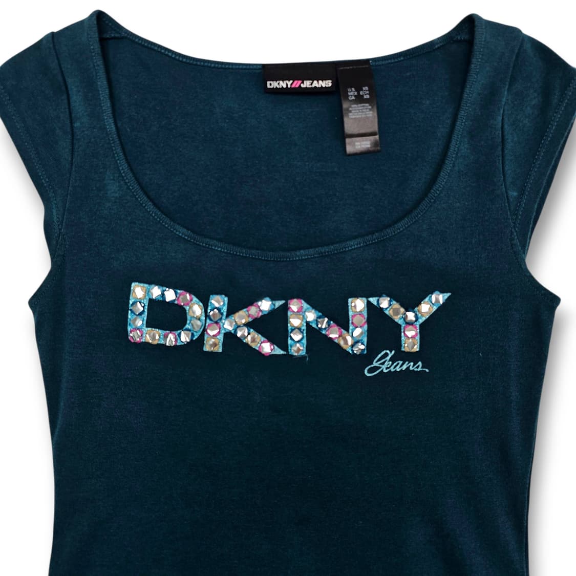 XS DKNY 큐빅 반소매 청록 상품이미지4