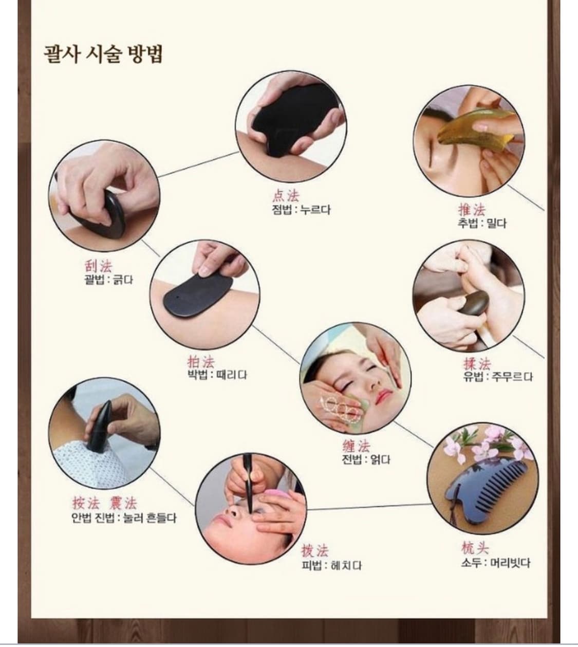 본연 물소뿔 빗살 마사지 괄사 블랙 상품이미지6