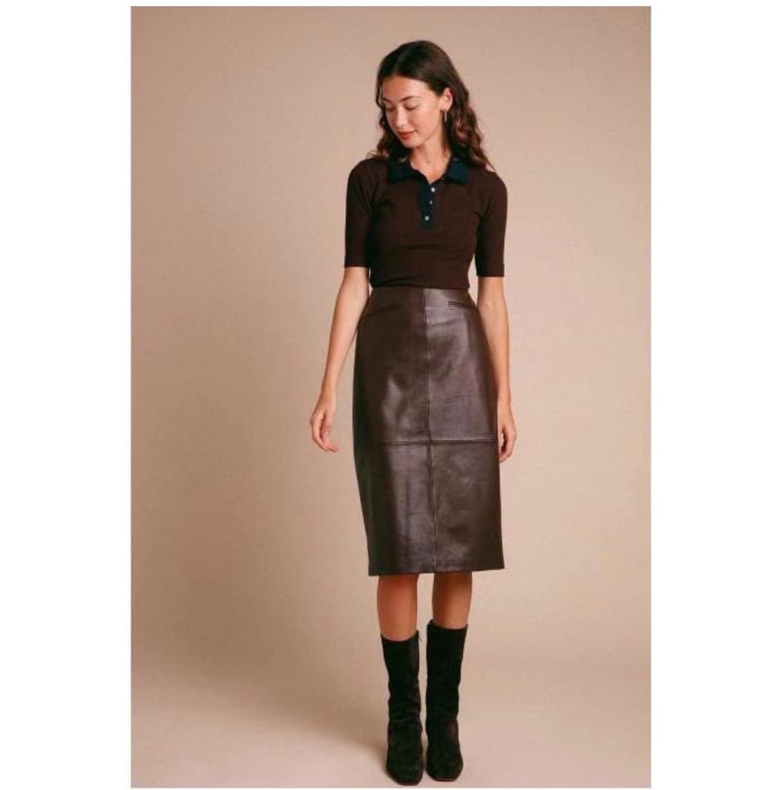 Rouje 루즈 가죽 미디 스커트 상품이미지2