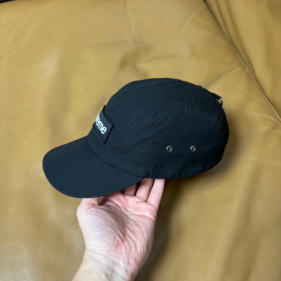 슈프림 캠프캡 모자 박스로고 왁스드 코튼 블랙 상품이미지4