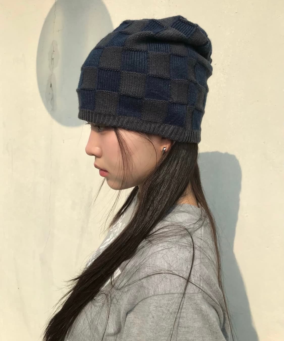 네이비 체스 비니 상품이미지1