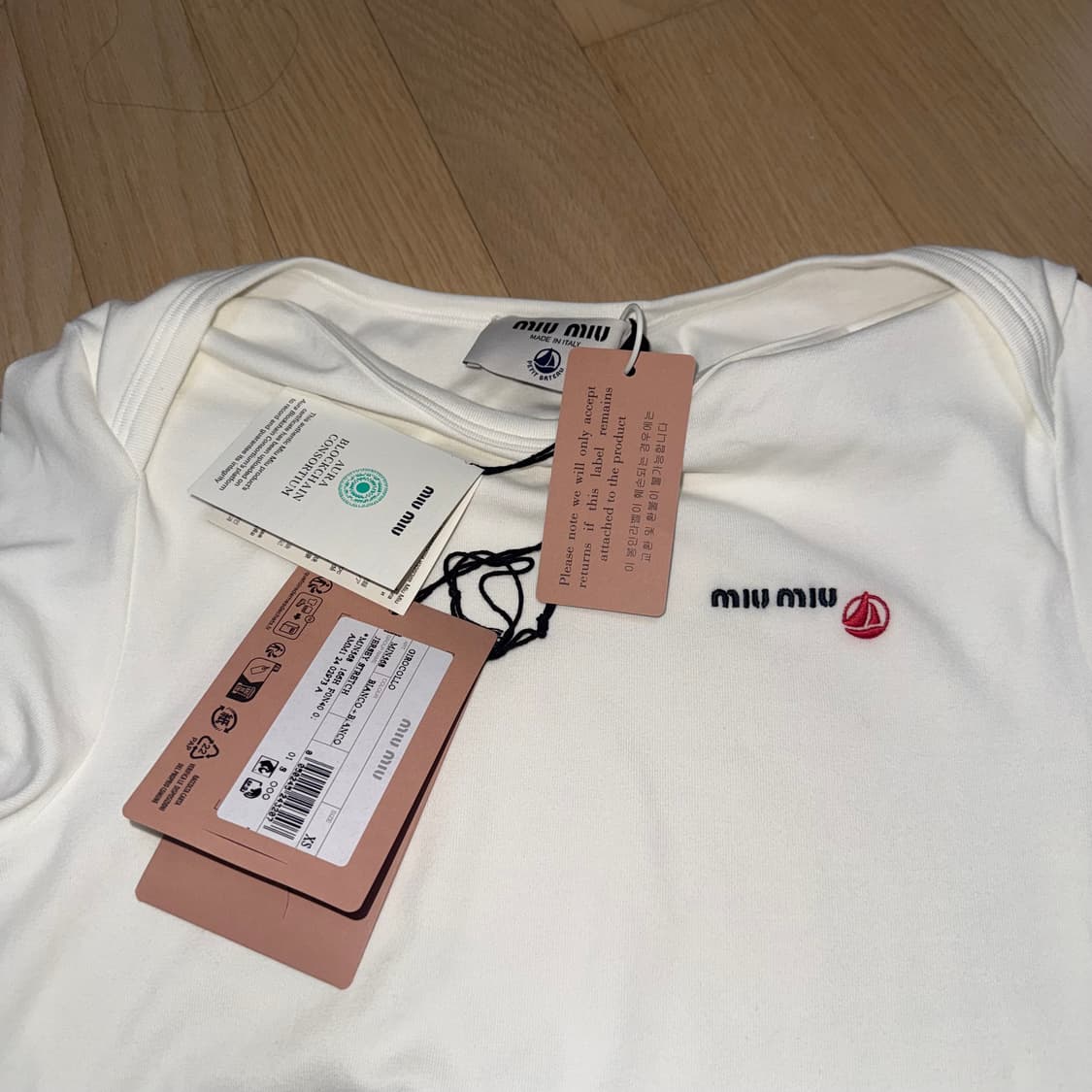 miu miu 미우미우 프티 바토 티셔츠 xs 새상품 상품이미지3