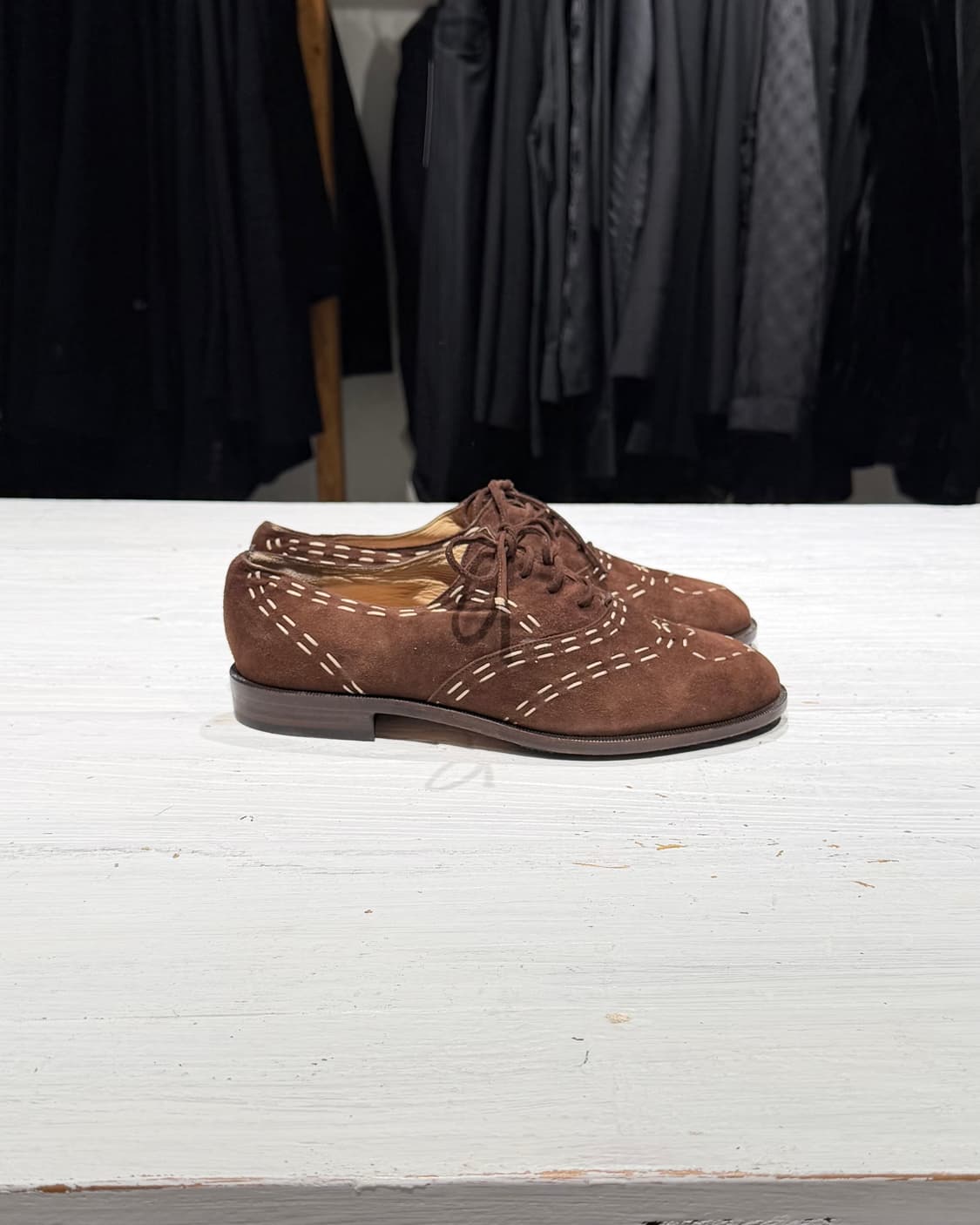 모스키노 브라운 스웨이드 화이트 스티지 하트 더비 슈즈 상품이미지4