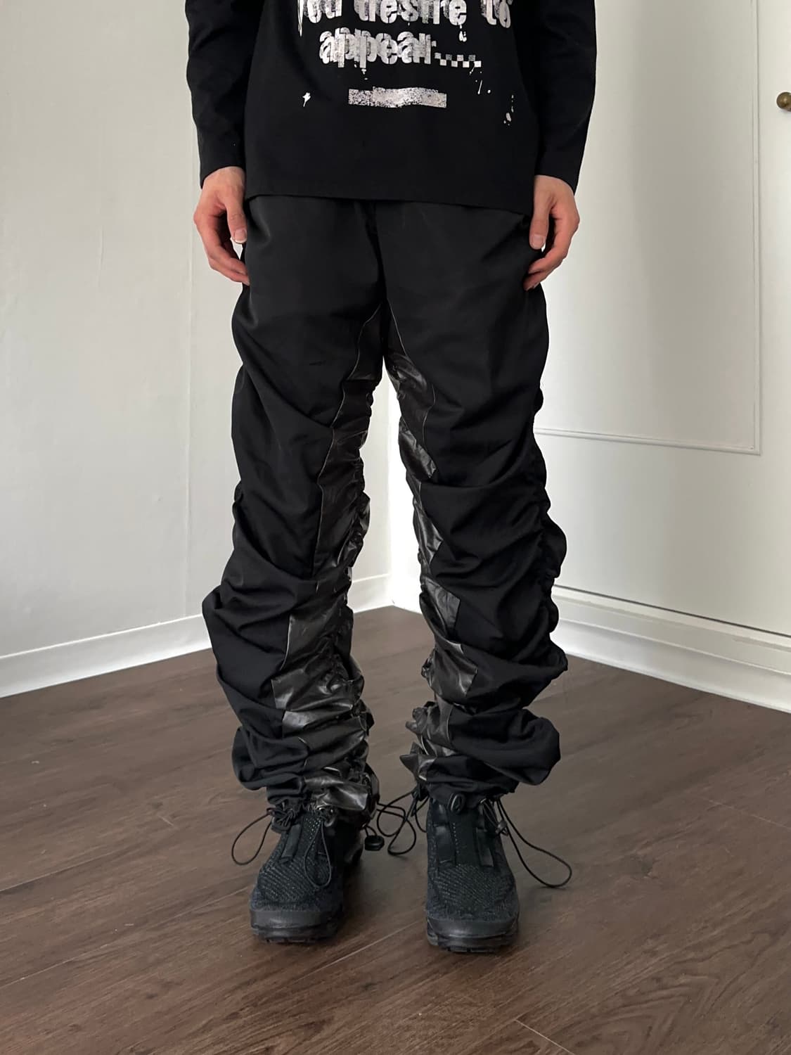 실버 코티드 셔링 & 스트링 팬츠 상품이미지5