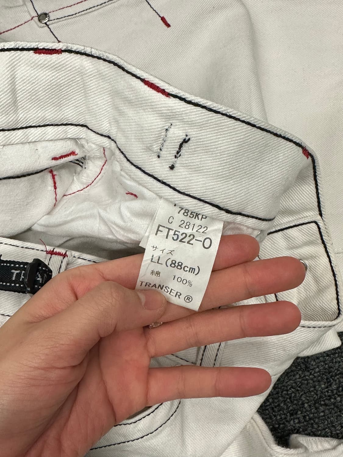 2L)Transer 빈티지 더블니 사이드포켓 화이트 힙합팬츠 상품이미지10