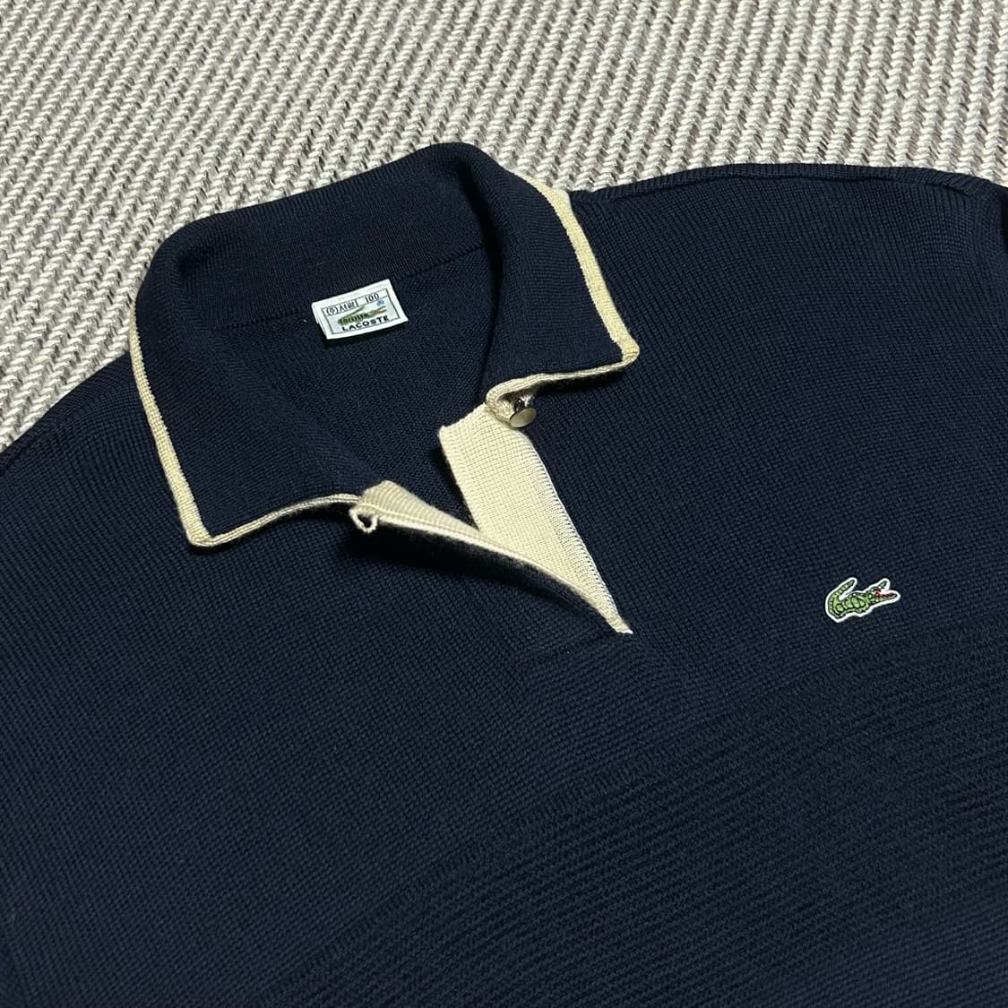 [M] Lacoste 라코스테 네이비 울 카라넥 니트 상품이미지3