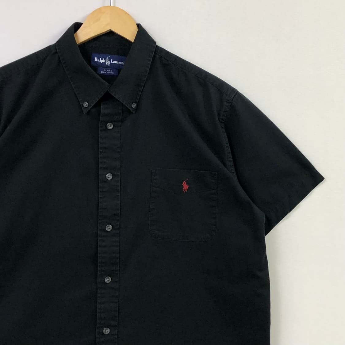 XL 폴로 블랙 솔리드코튼 셔츠 상품이미지1