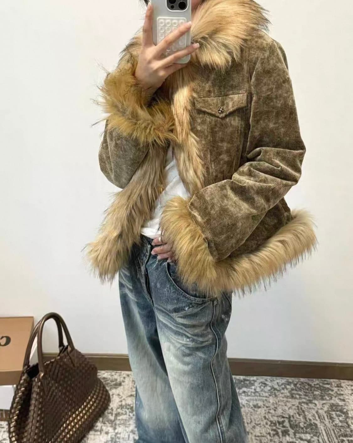 퍼 코듀로이 자켓 오네갸루 갸루 빈티지 Y2K  상품이미지1