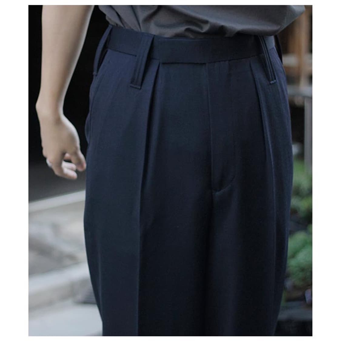 [4] interim 인테림 버진 울 개버딘 원턱 와이드 슬랙스 상품이미지3