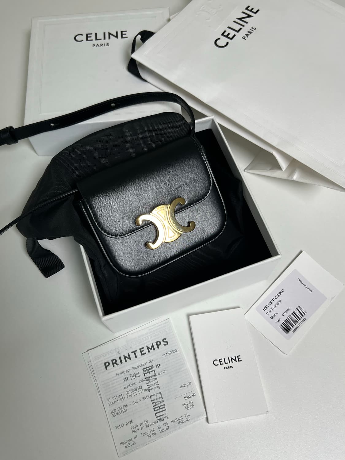 [정품] 셀린느 클로드 샤이니 카프스킨 백 미니 블랙 상품이미지1