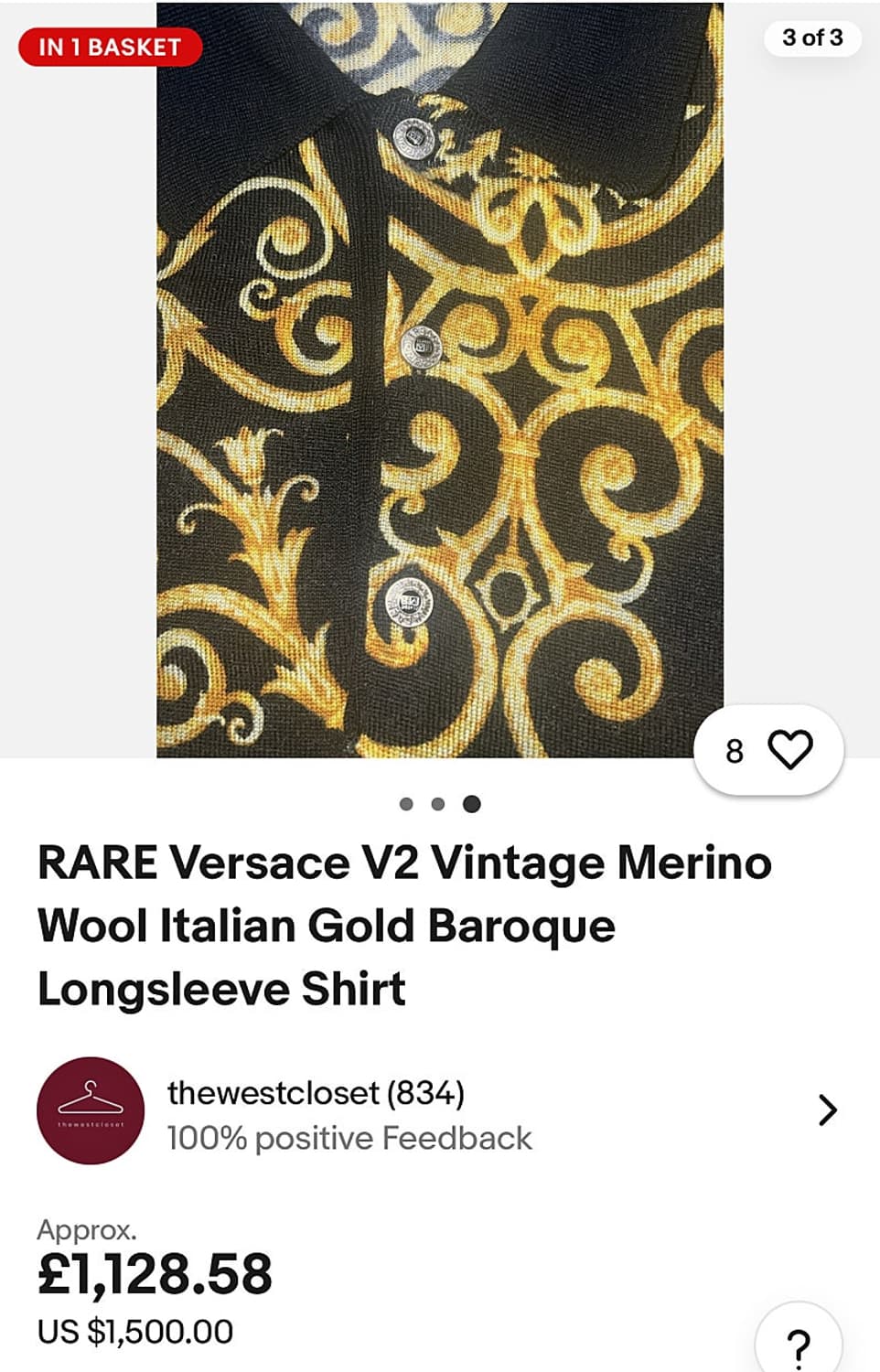 95) 베르사체 골드바로크 울 카라니트  상품이미지9