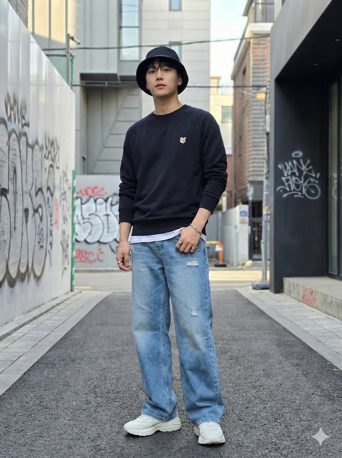 메종키츠네 폭스헤드 패치 맨투맨 상품이미지1