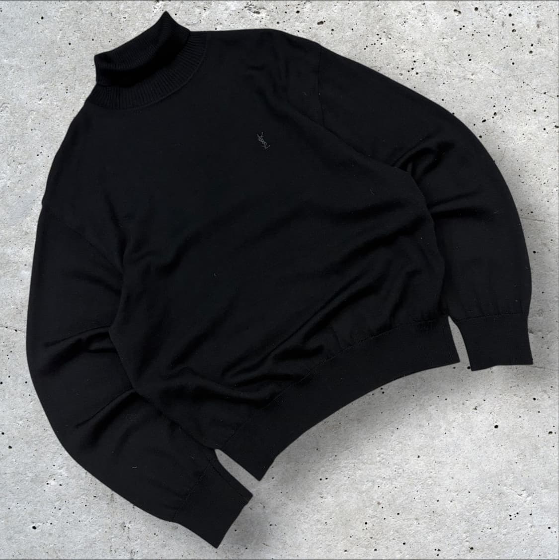 [100] 입생로랑 뿌르옴므 YSL 블랙 울 터틀넥 니트 스웨터 C347 상품이미지1