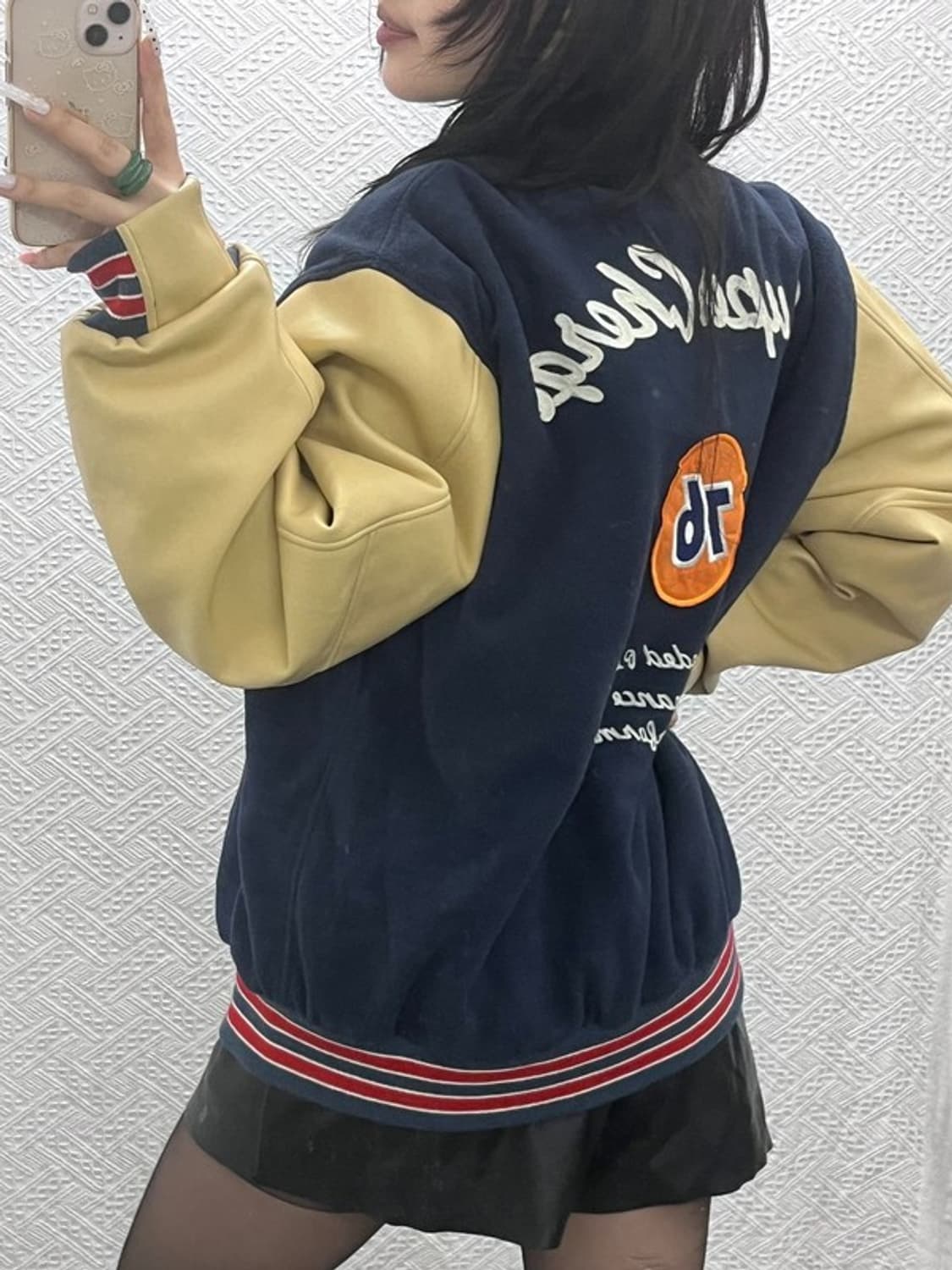 빈티지 76 올드스쿨 레트로 키치 레더 바시티 자켓 110 C10796 상품이미지2